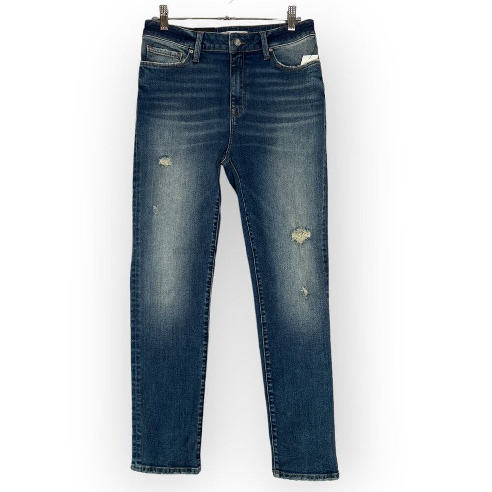 NWT MAVI LEA High Rise Boyfriend Jeans SIZE 27 x 29 Distressed Frayed Hem NEW